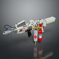 Tactical White Gray Weapon With Red Yellow Gas Cylinders Black Handle And Silver Nozzle