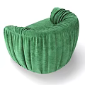 Green Velvet Single Sofa With Pleated Design And Rounded Shape 3d model