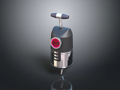 Handheld Computer Device With Red Digital Display Control Buttons And Silver Black Finish 3d model