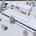 Modern Detached Villa Exterior With Flat Roof And Lush Surrounding Trees