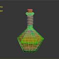Green Geometric Shaped Bottle With Cork Stopper And Brown Rope Detail
