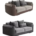 Modern Stylish Double Sofa With Plaid Pillows And Comfortable Upholstered Design 3d model