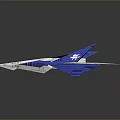 Futuristic Blue And White Spacecraft With Multiple Wings And Aerodynamic Structure For Cosmic Exploration