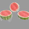 Fresh Watermelon Slices with Transparent Wrapping Red Flesh and Black Seeds