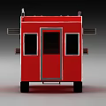 Red Mobile Food Truck With Open Service Window And White Roof Light