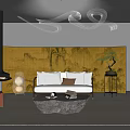 Modern Chinese Living Room Interior With Beige Sofa Stone Coffee Table And Bonsai Plant