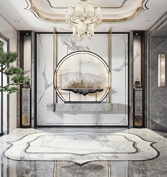 New Chinese-style foyer 3d model