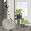 Modern Lazy Sofa Lazy Sofa Plant Ornaments Combination 3d model