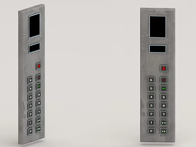 Two Industrial Hardware Control Panels With Metal Construction Multiple Buttons And Display Screen 3d model