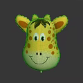 Giraffe Head Toy With Yellow Surface Orange Spots Brown Mane Smiling Face And Green Eyes