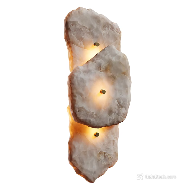 Natural Stone Stacked Wall Lamp With Warm Glow And Soft Lighting 3d model 