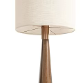 Modern Floor Lamp with Linen Lampshade and Walnut Wooden Stand