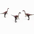 Three Brown And White Dinosaur Models In Different Poses On White Background 3d model