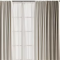 Beige Double Layer Curtains With Sheer Linen Panels For Window Decoration