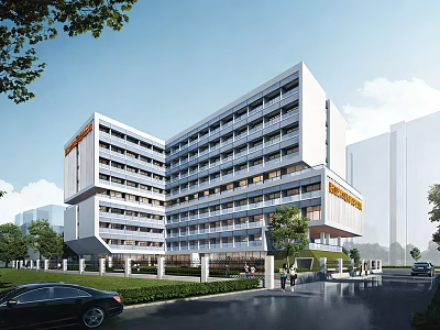 Modern School Building With Contemporary Design Multiple Floors And Green Landscaped Surroundings 3d model