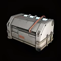 Industrial Equipment Metal Container With Orange Piping White Strips And Metal Latches
