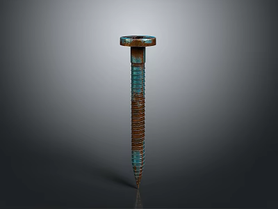 Metal Hardware Tool Teal And Brown Textured Screw For Construction Projects 3d model