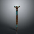 Metal Hardware Tool Teal And Brown Textured Screw For Construction Projects 3d model