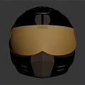 Sleek Modern Black Helmet With Gold Reflective Visor And Shiny Smooth Surface 3d model