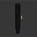 Black Modern Pistol With Green Sight Yellow Component And Textured Grip
