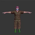 Game and Movie Character Wearing Military Camouflage Uniform With Cap And Mask And Arms Outstretched