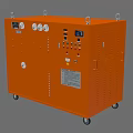 Functional Orange Agricultural Equipment with Wheels Gauges and Control Panel 3d model