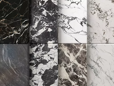 Elegant Wall Panels With Various Marble Textures For Interior Design Decor 3d model