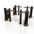 Traditional Wooden Architectural Structures With Ancient Pillars And Beams