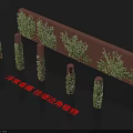 English Ivy Decorated Red Brown Border With Corner Plants And Covered Pillars