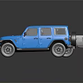 Gray and Blue Off Road Vehicles with Reflective Surfaces on Black Background