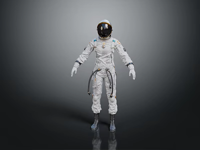 White Astronaut Spacesuit With Detailed Design Elements And Protective Features For Exploration 3d model
