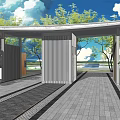 Modern Architectural Exterior Wall Featuring Stone And Wooden Elements With Curved Structure And Natural Landscape