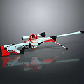 Modern White And Red Sniper Rifle With Scope Bipod And Tactical Design