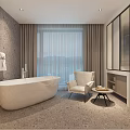 Modern Hotel Room Interior With King Bed Flat Screen TV Wooden Headboard And Soft Lighting