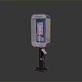 Traditional Public Phone Booth With Blue Beige Design Coin Slot And Handset