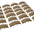 Multiple Wooden Landscape Bridges With Various Designs Arranged on White Background
