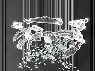 Elegant Crystal Chandelier With Hanging Crystal Pendants And Sparkling Light Design 3d model