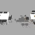 Modern Wooden Dining Table Combinations With Various Chairs And Fruit Platters 3d model