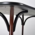 Dark Wood Dining Table With Curved Legs And Smooth Surface Modern Design Style