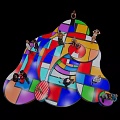 Vibrant Multicolored Art Installation With Geometric Platforms And People Interacting