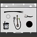 Open Silver Metal Toolbox With Black Checkered Lining And Black Device Pliers Screwdriver Round Pads