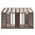 Modern Outdoor Wooden Pergola With Louvered Sides Sloped Roof And Wooden Floor