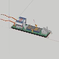 Floating Marine Construction Platform With Crane And Operational Equipment On Water