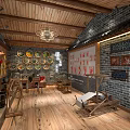 Traditional Folk Craft Exhibition Space With Wooden Ceiling Brick Walls Hanging Chili Peppers And Loom