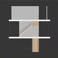 Architectural Building Model Featuring Wooden Stairs And Balcony Railings With Multi Level Platform Design