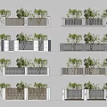 Modern Multi level Building Facade With Balconies Trees And Railings Design 3d model