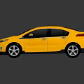Modern Yellow Car with Sleek Design Black Roof Silver Wheels and Glossy Reflection