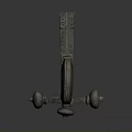 Ancient Bronze Household Item With Curved Design Rustic Patina And Decorative Wheels