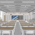 modern classroom desk platform blackboard desks and chairs 3d model