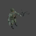 Military Soldier In Camouflage Uniform With Helmet Rifle And Russian Flag Patch